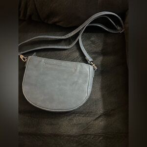 Jewell by Thirty-One Half Moon Crossbody bag in a blue distressed pebble finish